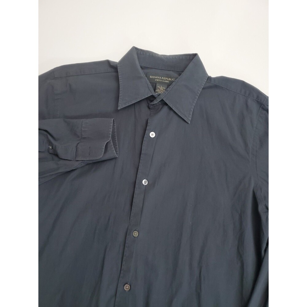 Banana Republic Men's Long Sleeve‎ Stretch Fit Button Casual Dress Shirt, Large